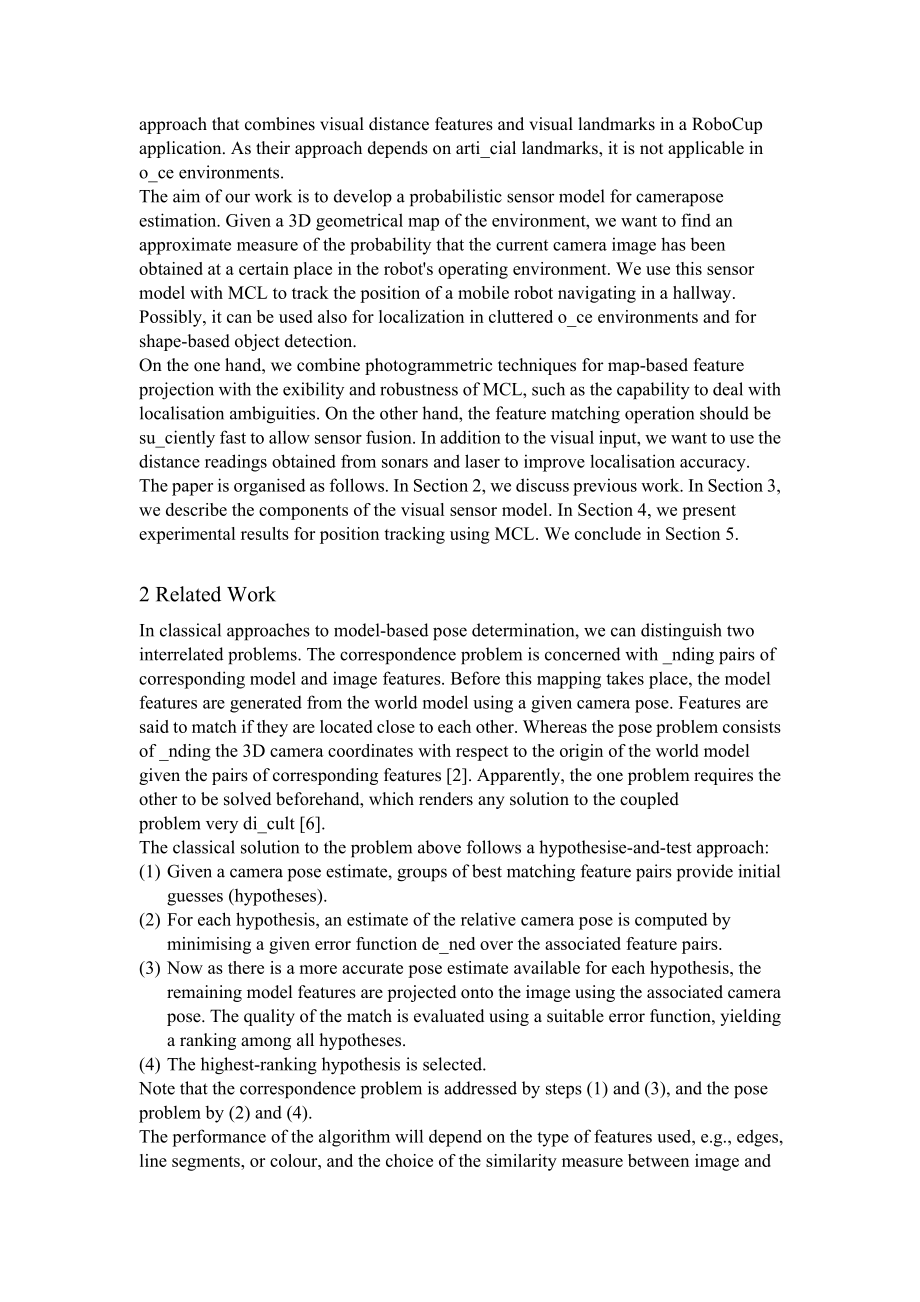 外文翻译-一个有关移动机器人定位的视觉传感器模型.doc_第3页