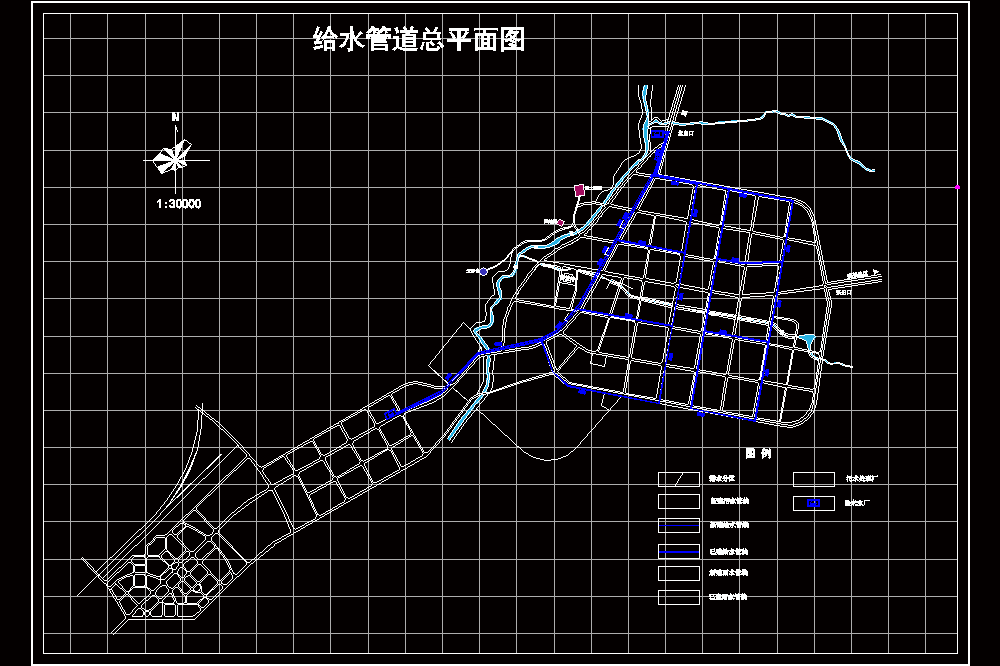 某县城给水管道总平面CAD图.dwg