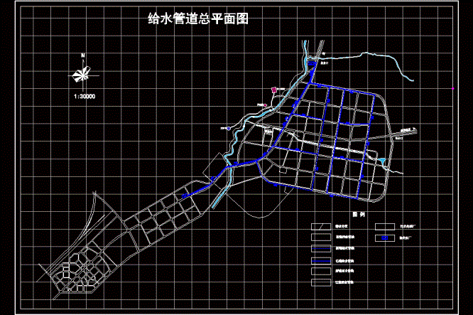 某县城给水管道总平面CAD图.dwg
