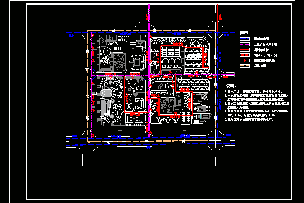 某小区给水规划蓝图CAD图.dwg