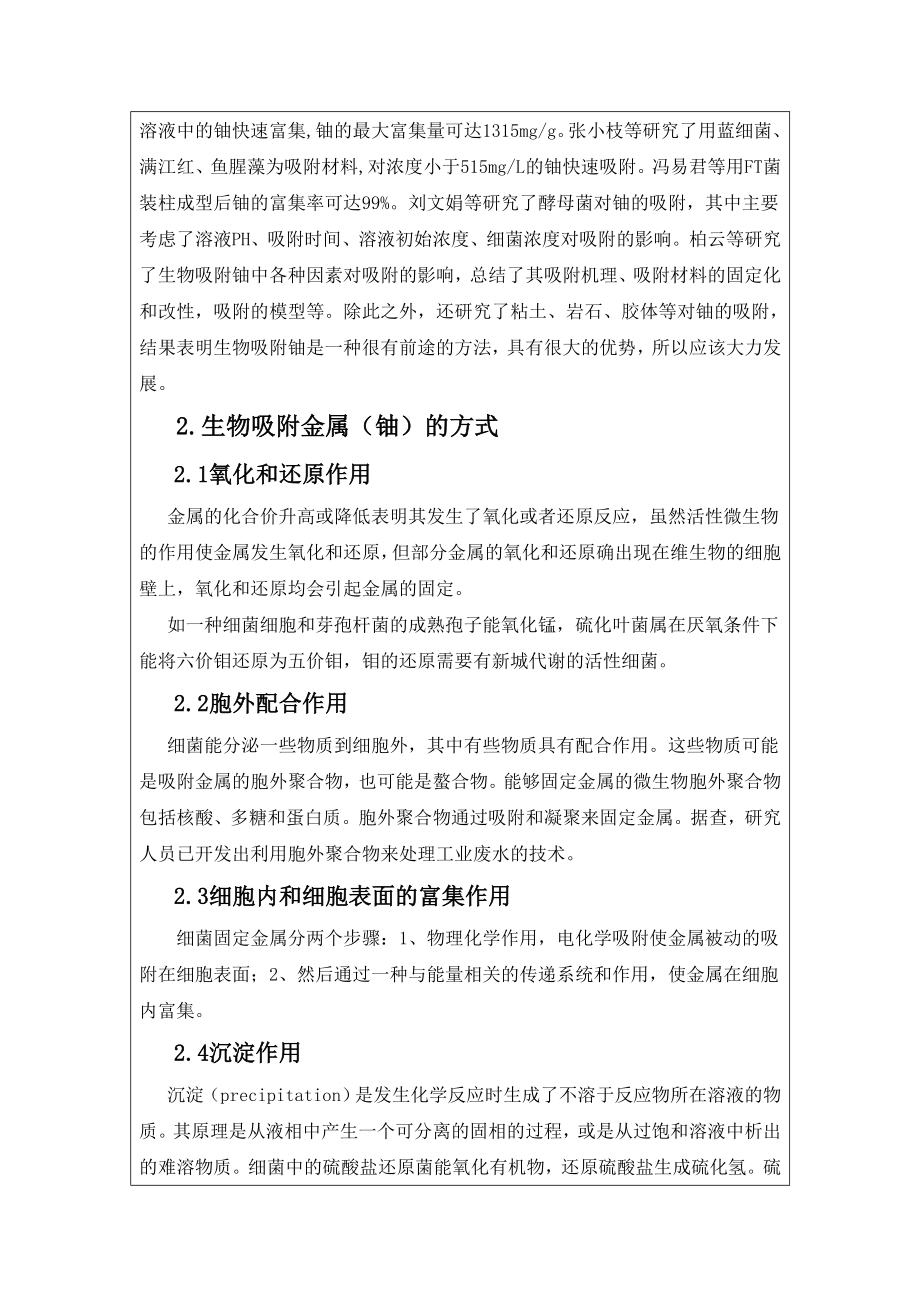 文献综述-生物对铀废水的吸附研究.doc_第2页