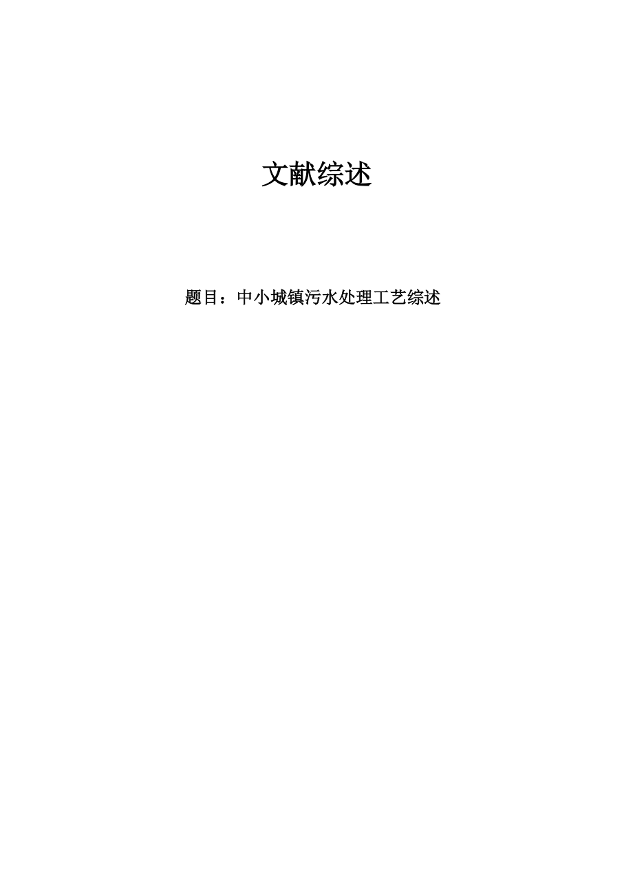 文献综述-中小城镇污水处理工艺综述.doc_第1页