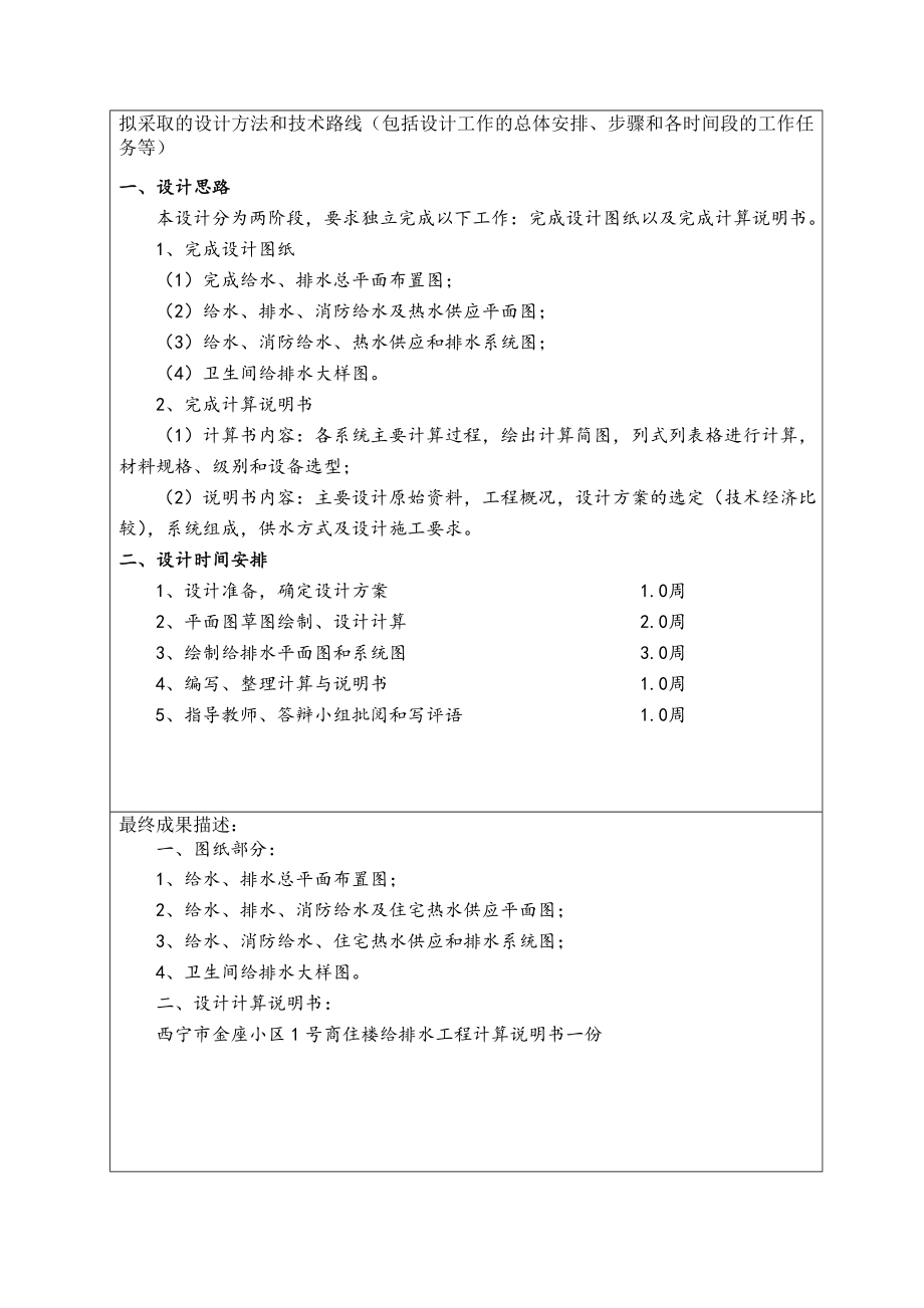 西宁市金座小区1号商住楼给排水工程设计-开题报告.doc_第3页