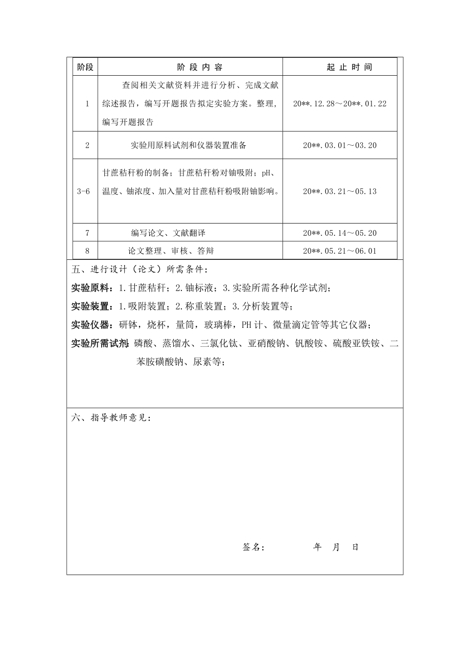 甘蔗秸秆对铀废水的吸附研究-开题报告.doc_第3页