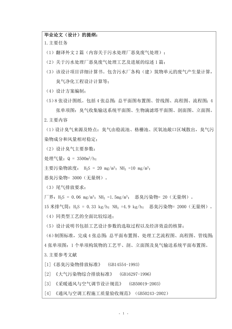某市污水处理厂恶臭废气处理方案设计-开题报告.doc_第2页
