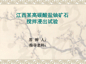 江西某高碳酸盐铀矿搅拌浸出试验.ppt
