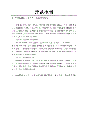 基于单片机的自动门开合控制系统设计-开题报告.doc