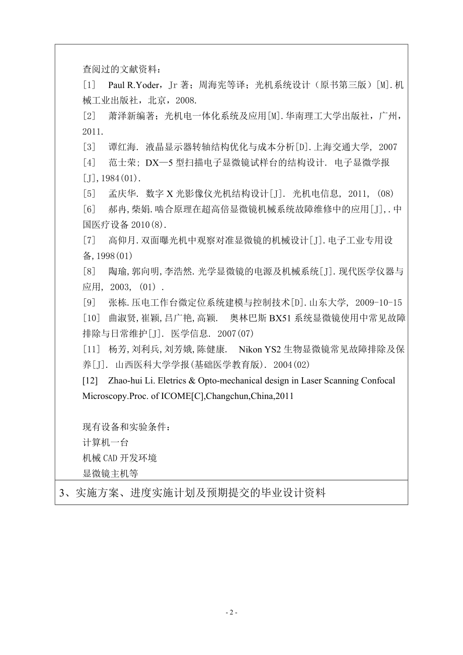 显微镜Z轴电机传动与控制系统设计-开题报告.doc_第2页