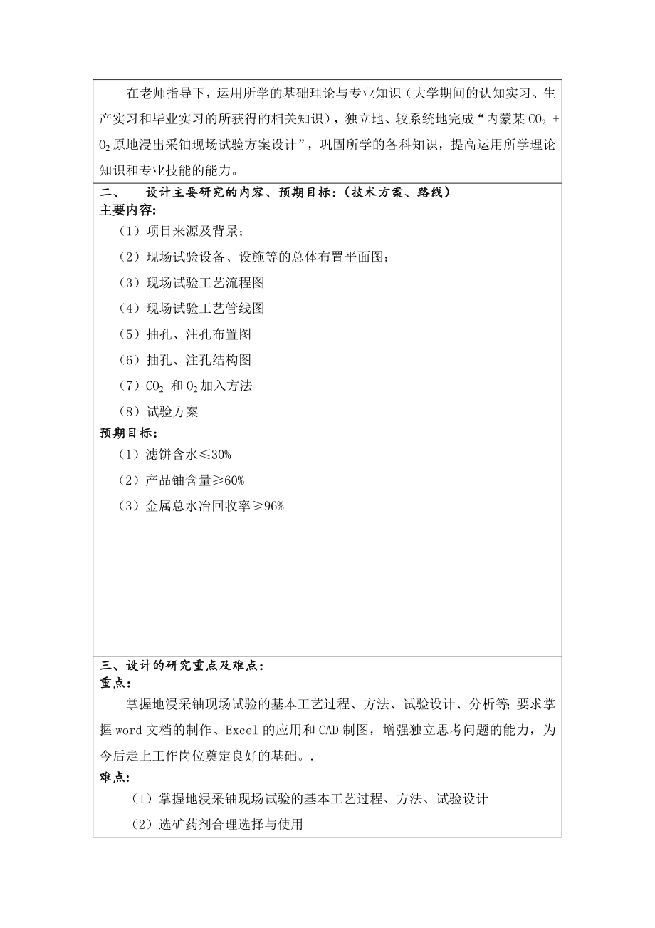 内蒙某CO2 + O2原地浸出采铀现场试验方案设计-开题报告.doc_第2页