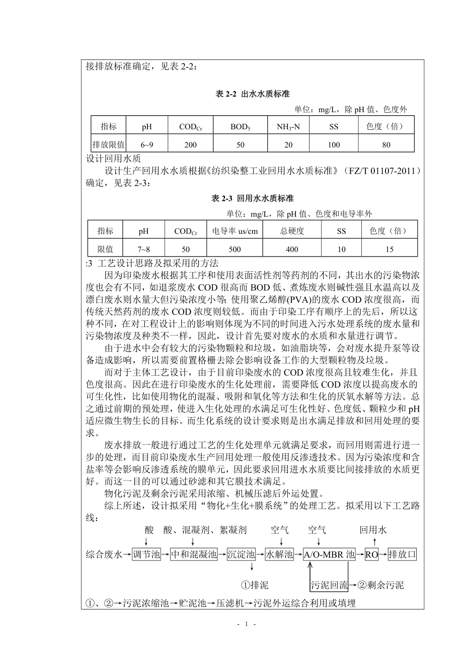 10000td印染废水排放及回用处理工程设计-开题报告.doc_第2页