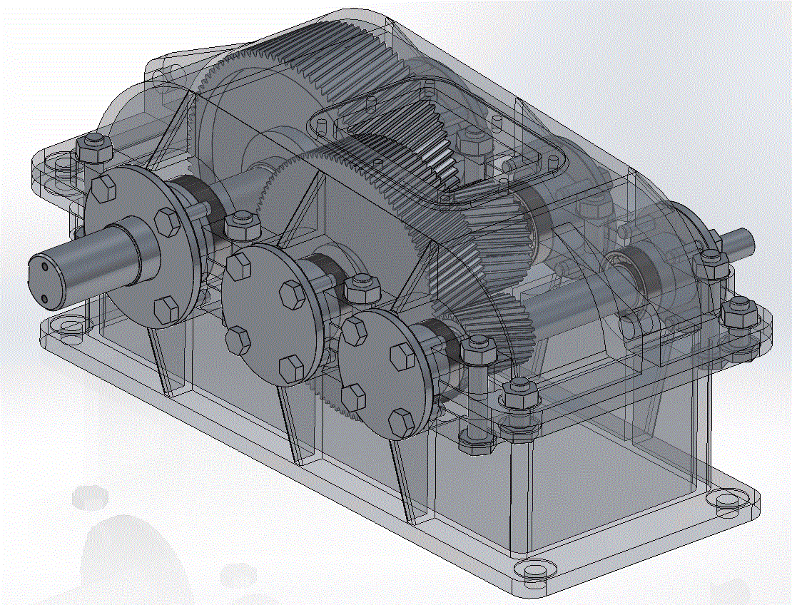 斜齿展开式二级减速器solidworks模型三维图.zip